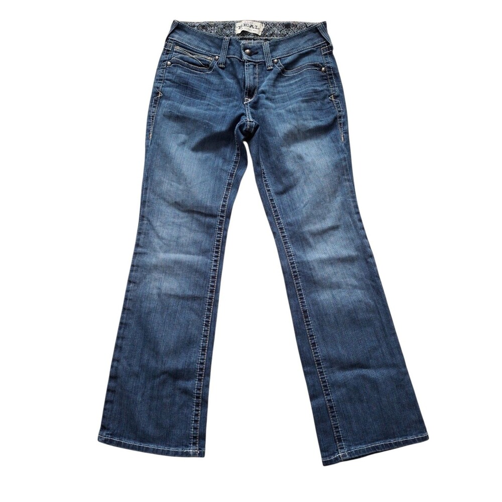 Ariat Real Denim Women's Jeans Size 29S Bootcut Medium Wash Embellished Pockets